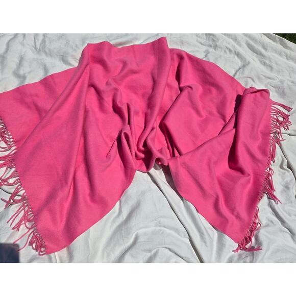 Talbots Cashmere Shawl Pink Fringe Edge Excellent 73" x 24" - Picture 1 of 10